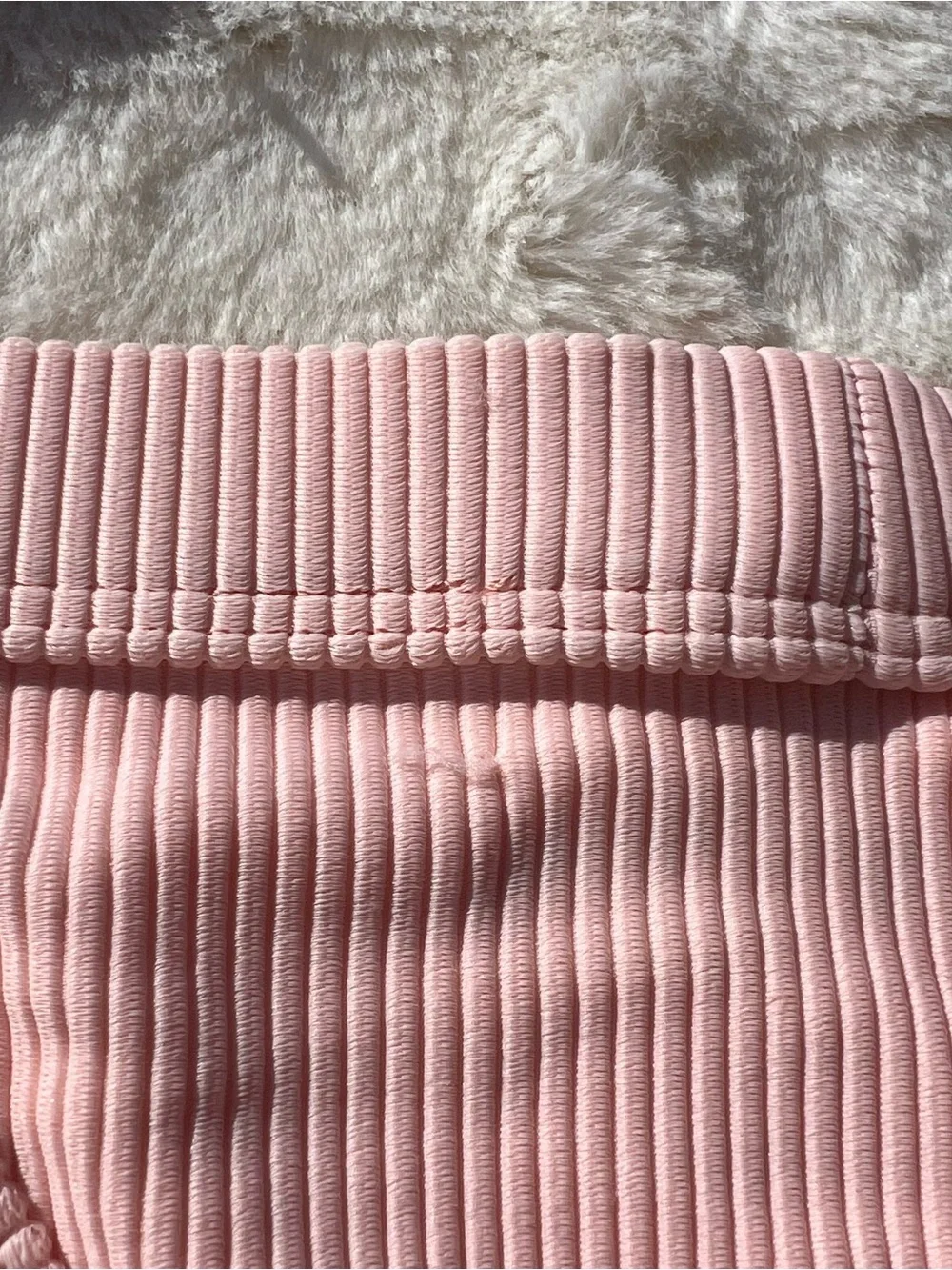 Frankie's Bikinis Cole Light Pink Ribbed Bikini Bottom